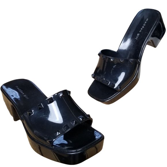 Madden Girl Shoes - y2k Madden Girl black jelly platform slides size 6.5